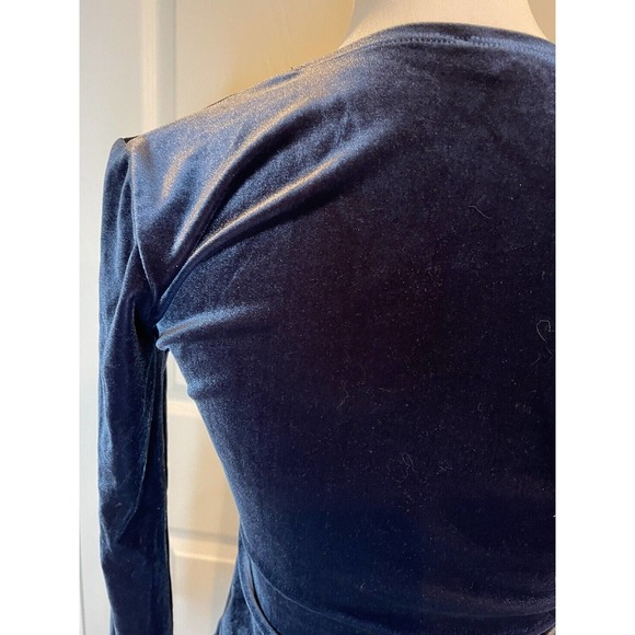 J.Crew Mercantile Blue Velvet Long Sleeves Stretch Wrap Blouse Womens Xsmall - Picture 5 of 6